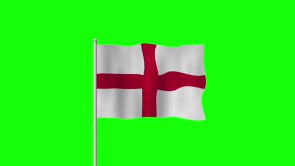 Bandera Nacional Inglaterra Ondeando Una Pantalla Verde — Vídeo de stock