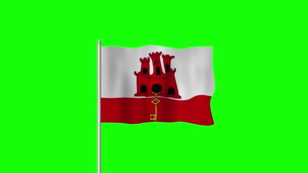 Bandiera Nazionale Gibilterra Sventola Uno Schermo Verde — Video Stock
