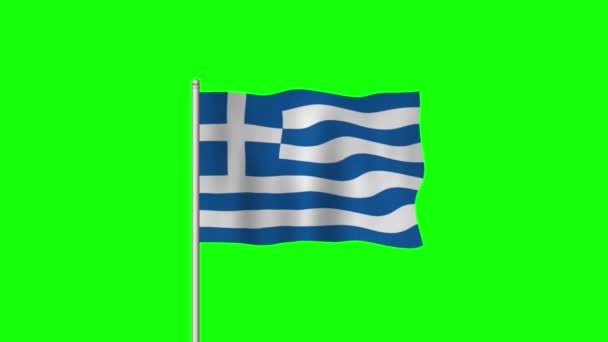 Flaga Narodowa Grecji Macha Zielonym Ekranie — Wideo stockowe