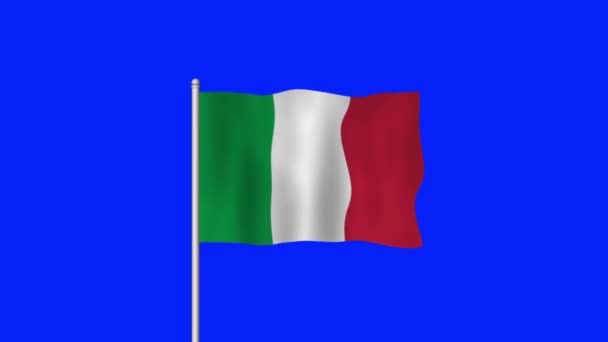 Nationale Vlag Van Italië Zwaaien Een Blauw Scherm — Stockvideo