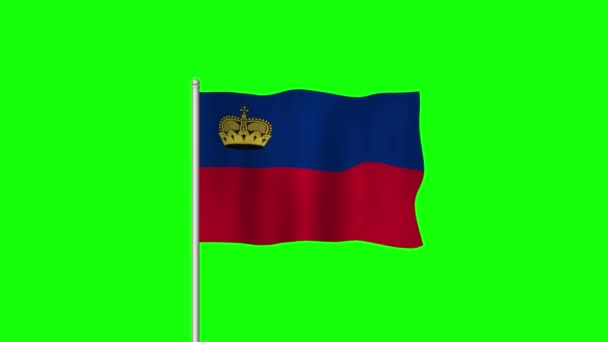 Lichtenštejnská Národní Vlajka Vlnící Zelené Obrazovce — Stock video