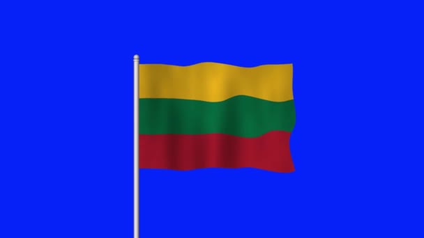 Державний Прапор Литви Блакитному Екрані — стокове відео