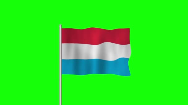 Bandiera Nazionale Del Lussemburgo Sventola Uno Schermo Verde — Video Stock