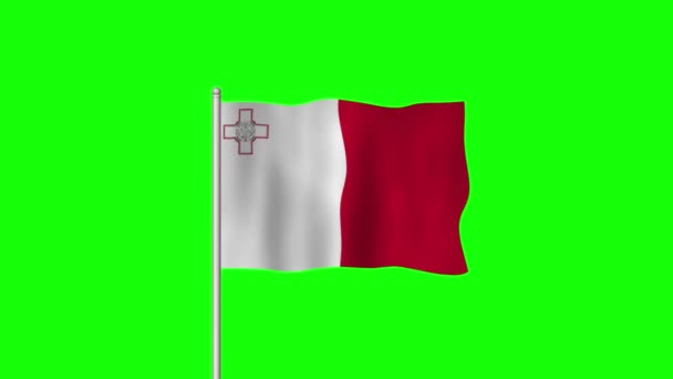 Ulusal Malta Bayrağı Yeşil Ekranda Dalgalanıyor — Stok video