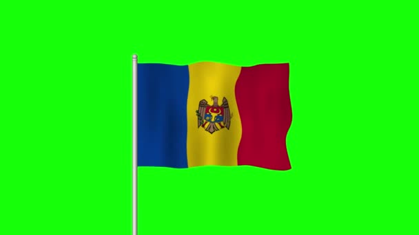 Flaga Narodowa Mołdawii Macha Zielonym Ekranie — Wideo stockowe