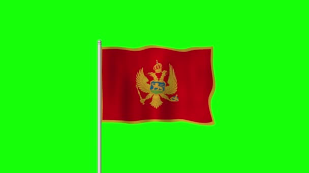 Die Montenegrinische Nationalflagge Weht Auf Einem Grünen Bildschirm — Stockvideo