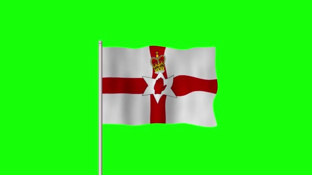 北爱尔兰国旗在绿色屏风上飘扬 — 图库视频影像