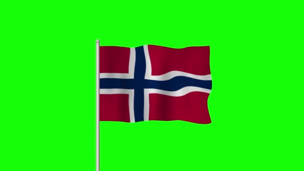 Nationale Vlag Van Noorwegen Zwaaien Een Groen Scherm — Stockvideo