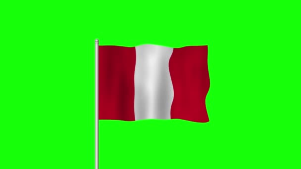 Yeşil Ekranda Ulusal Peru Bayrağı Dalgalanıyor — Stok video