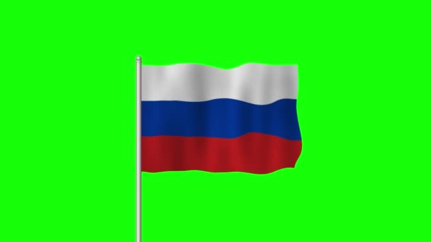 Nationale Vlag Van Rusland Zwaaien Een Groen Scherm — Stockvideo