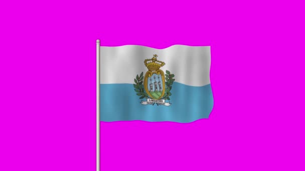 Flaga Narodowa San Marino Macha Fioletowym Ekranie — Wideo stockowe