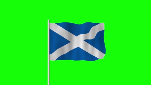 Ulusal Skoçya Bayrağı Yeşil Ekranda Dalgalanıyor — Stok video