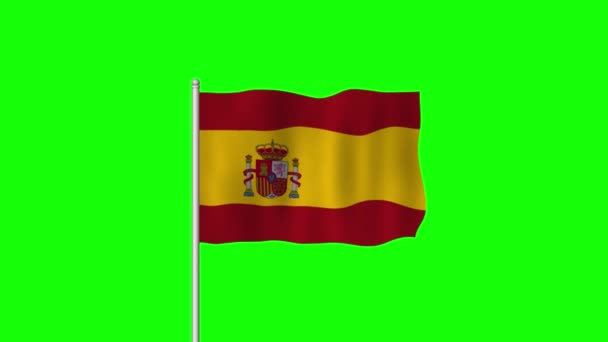 National Flag Spain Waving Green Screen — Stock Video