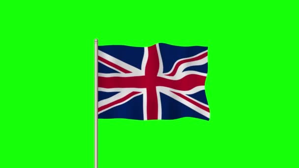 Nationale Vlag Van Het Verenigd Koninkrijk Zwaaien Een Groen Scherm — Stockvideo