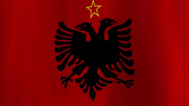 Wuivende Nationale Vlag Van Albanië Met Schaduwen — Stockvideo