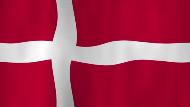 Zwaaiende Nationale Vlag Van Denemarken Met Schaduwen — Stockvideo