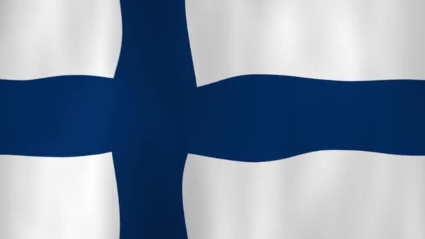 Finlandiya Ulusal Bayrağını Gölgelerle Dalgalamak — Stok video