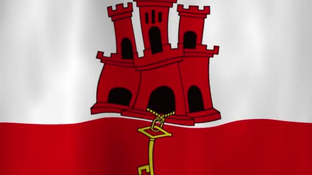 Ondeando Bandera Nacional Gibraltar Con Sombras — Vídeo de stock