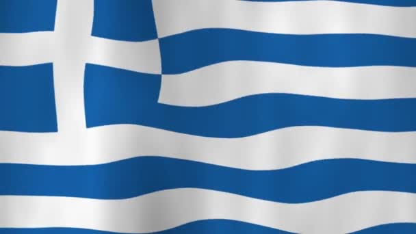 Machanie Narodową Flagą Grecji Cieniami — Wideo stockowe