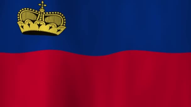 Mávání Státní Vlajkou Lichtenštejnska Stíny — Stock video