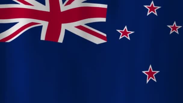 Acenando Bandeira Nacional Nova Zelândia Com Sombras — Vídeo de Stock