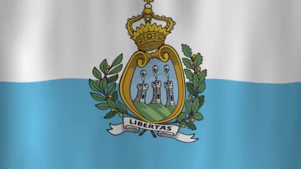 Ondeando Bandera Nacional San Marino Con Sombras — Vídeo de stock