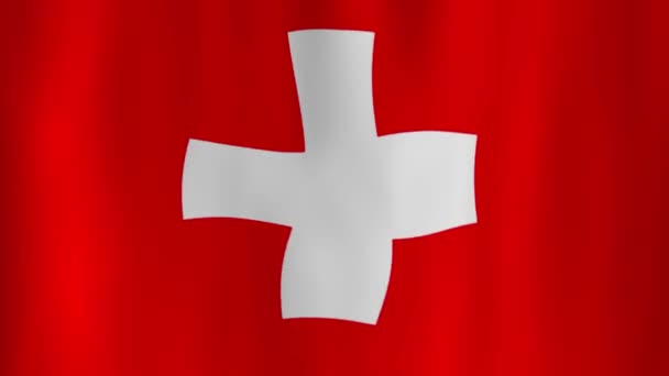 Waving National Flag Switzerland Shadows — Stock Video
