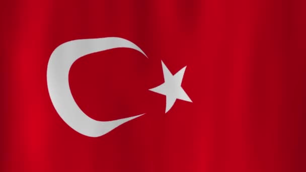 Vifta Med Turkiets Flagga Med Skuggor — Stockvideo