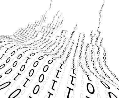 Beyaz arkaplan üzerinde izole edilmiş ikili dili olan soyut teknoloji arkaplanı.