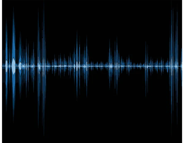Blå Våg Ljud Isolerad Svart Bakgrund Musikalisk Bakgrund — Stock vektor