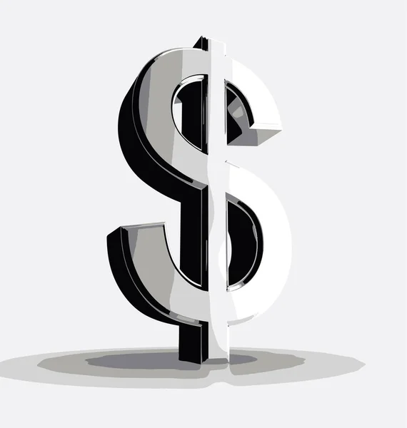 Beyaz Üzerine Izole Edilmiş Bir Dolar Sembolünün Boyutlu Görüntüsü — Stok Vektör