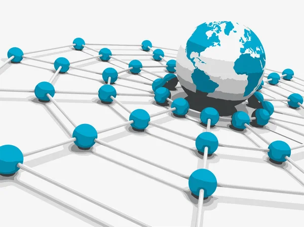 Nätverks Och Internetkoncept Med Världskarta Över Hela Världen Telekom Och — Stock vektor