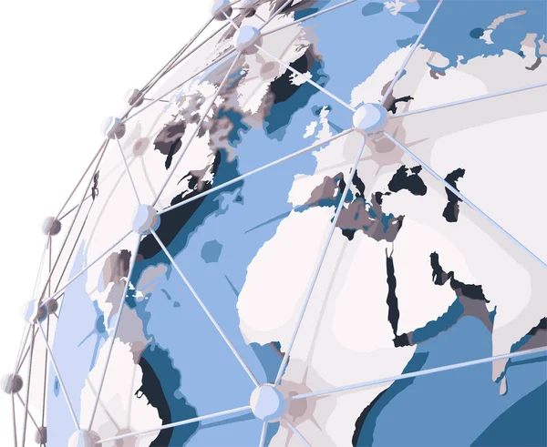 Networking Conceito Internet Com Mapa Mundo Globo Telecomunicações Tecnologia —  Vetores de Stock