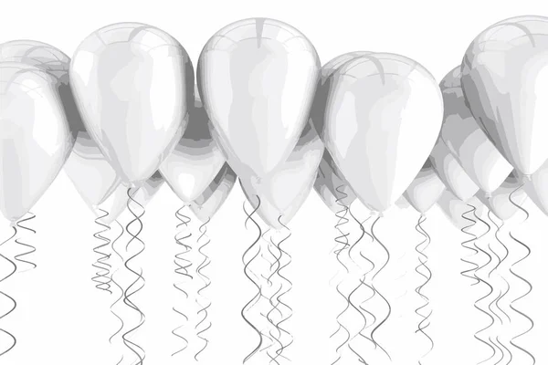 抽象的な白い風船の3D画像 誕生日パーティーとお祝い — ストックベクタ