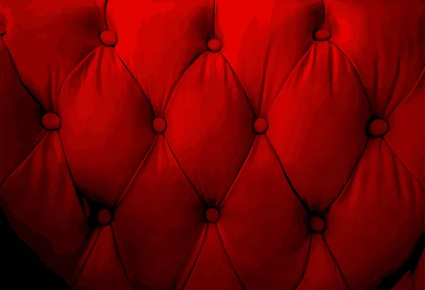 Sofá Retro Rojo Textura Cuero Con Botones — Archivo Imágenes Vectoriales