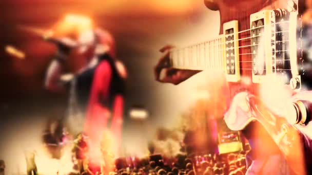 Сценічні Вогні Музичний Фон Гра Бас Гітарі Концепції Концерту Живий — стокове відео