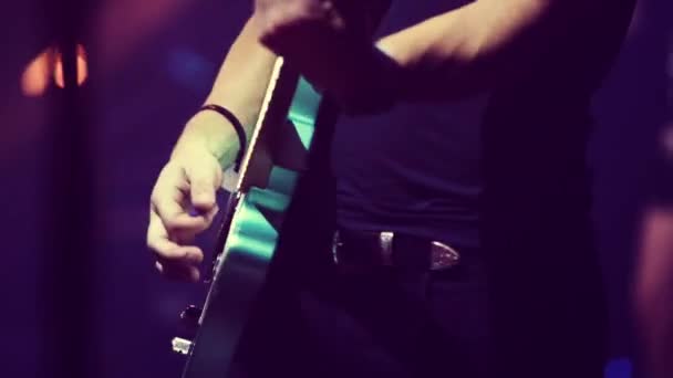 Jevištní Světla Hudební Pozadí Hra Kytaru Koncertní Koncept Live Music — Stock video