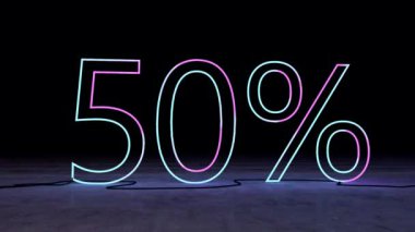 İndirimli promosyon indirimi. Parlak ve parlak çizgiler halinde% 50. Ürünler, reklamlar, web pankartları için şablon.