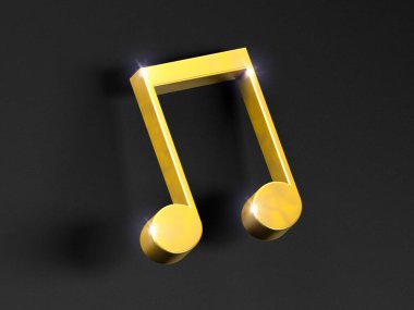 Şarkı ve melodi konsepti. Müzik geçmişi. Siyah arkaplan 33d illüstrasyon üzerine altın müzik notaları.