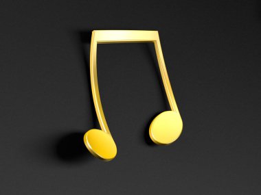 Şarkı ve melodi konsepti. Müzik geçmişi. Siyah arkaplan 33d illüstrasyon üzerine altın müzik notaları.
