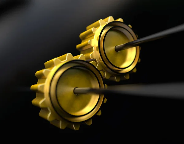 Mecanismo Engrenagem Metal Dourado Para Negócios Processo Empreendedoro Melhoria Processo — Fotografia de Stock