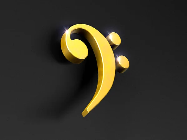 Song and melody concept.Bass clef. Music background. Golden musical notes on black background.3d illustration.