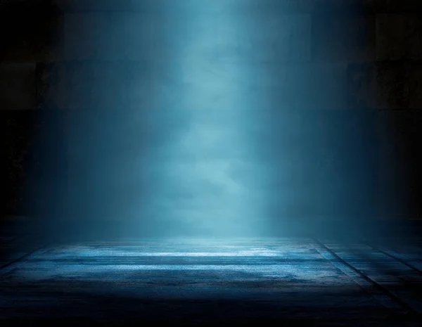 Εσωτερικό Δάπεδο Και Φόντο Τοίχων Φωτίζεται Από Σποτ Κενό Σκοτεινό — Φωτογραφία Αρχείου