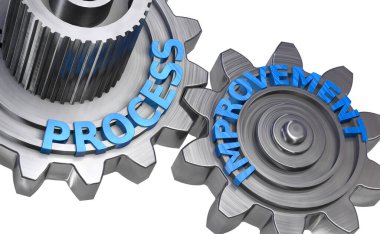 Metal dişli mekanizması ile sürekli gelişim ve modernizasyon süreci. İşlem iyileştirme ve iş geliştirme kavramı.