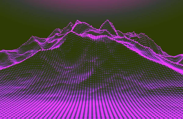科学和技术概念 紫罗兰色的箭头和波纹 抽象的网孔和衬底 3D图解 — 图库照片