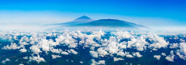 Aerial View Sky Mountains Peak Teide Volcano Window Airplane Canary Stock Photo