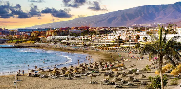 Scenic Landscape Costa Adeje Beach Tenerife Canary Islands Spain Stock Photo