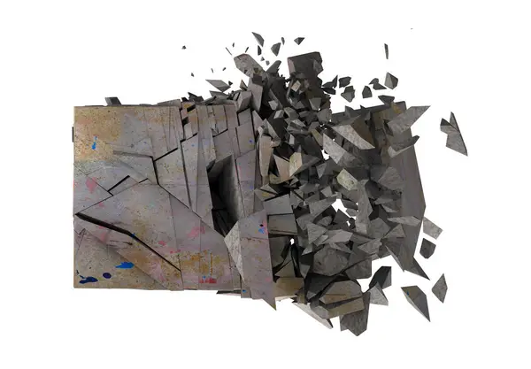 三维渲染破碎的砖块 破碎的形状和石块或水泥块 — 图库照片