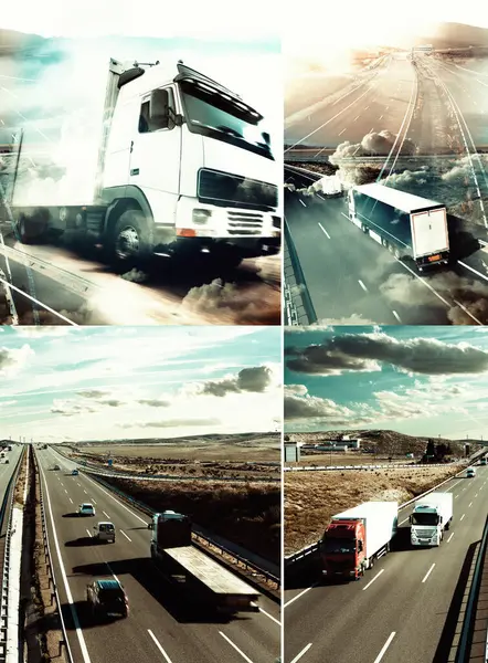 Transport Pour Les Entreprises Logistique Livraison Marchandises Par Camions Navires — Photo