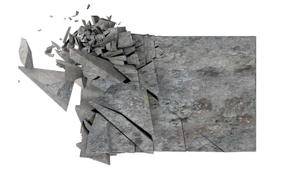 3Dレンダリング割れたレンガ 壊れた形状と石やセメントブロック ロイヤリティフリーのストック写真